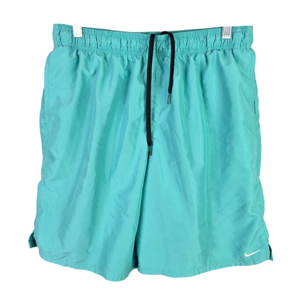 Mens Nike Teal Athletic Shorts Drawstring Elastic Waist Lined 9" Inseam Size L